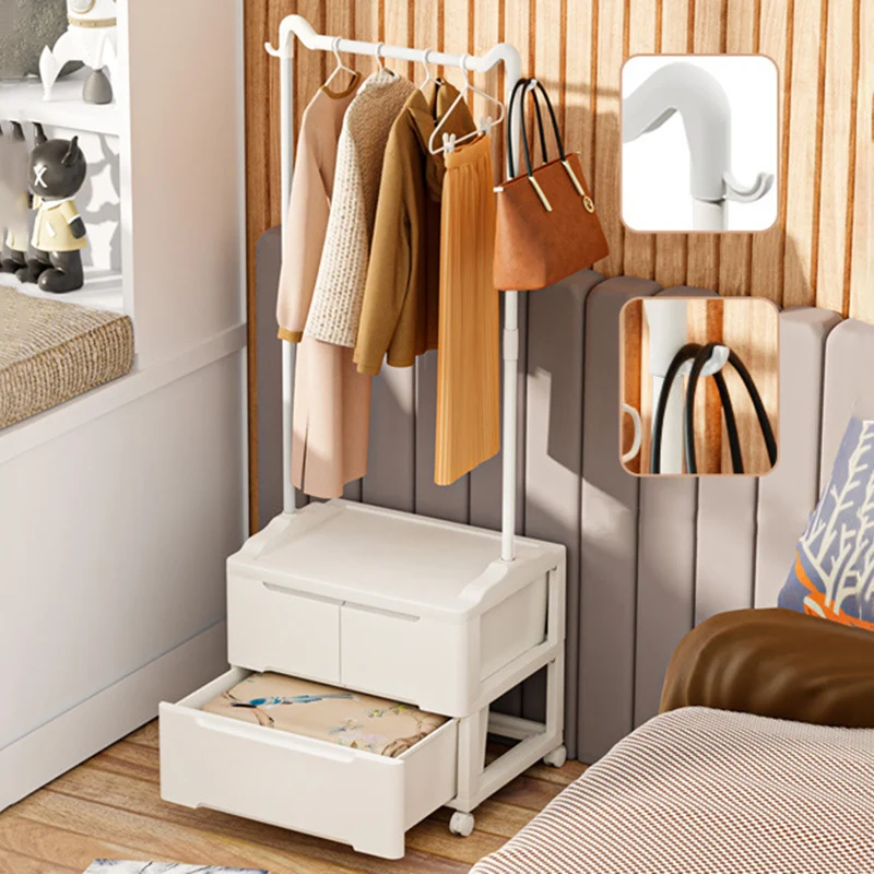 Modern Minimalist Cat Ear Shape Rectangular PP Carbon Steel Movable Storage Cabinet 3-Cabinet For Bedroom