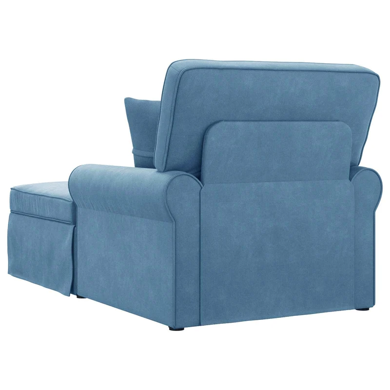 Chaise Lounge com Saia 3 unid. Azul Tecido de Veludo Cotele