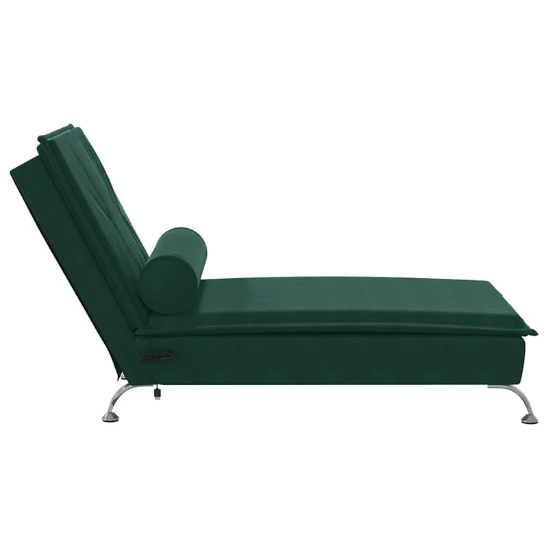 Chaise lounge de massagem com rolo tecido verde-escuro