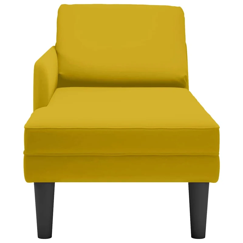 Chaise lounge c/almofada/apoio de braços direito veludo amarelo