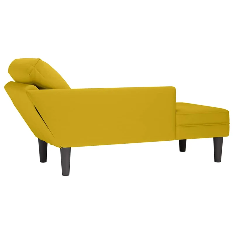 Chaise lounge c/almofada/apoio de braços direito veludo amarelo