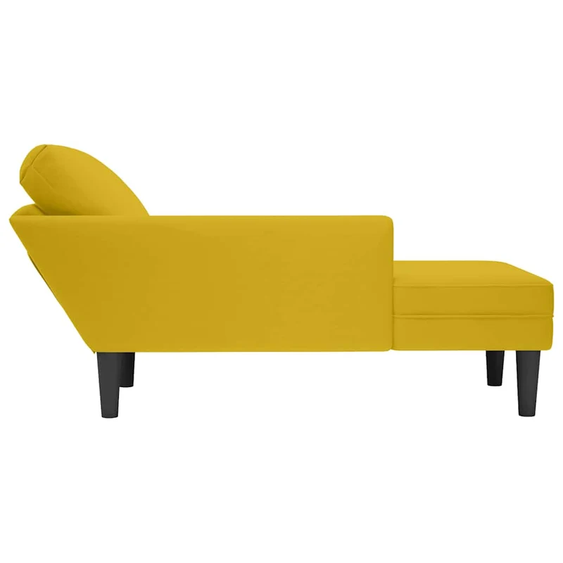 Chaise lounge c/almofada/apoio de braços direito veludo amarelo