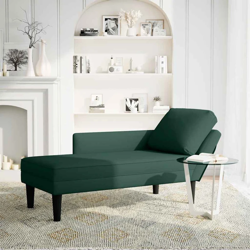 Chaise lounge c/ almofada/apoio de braços direito veludo