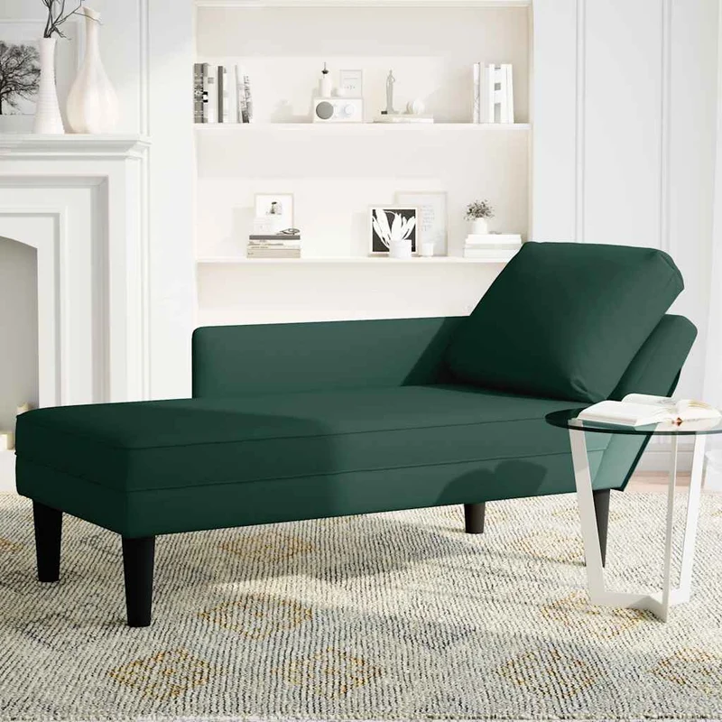 Chaise lounge c/ almofada/apoio de braços direito veludo