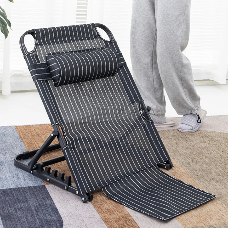 Modern Minimalist Oxford Fabric Textilene Fabric Iron Plastic Rectangular Back Chair With Adjustable Recline & Armrests For Living Room & Bedroom