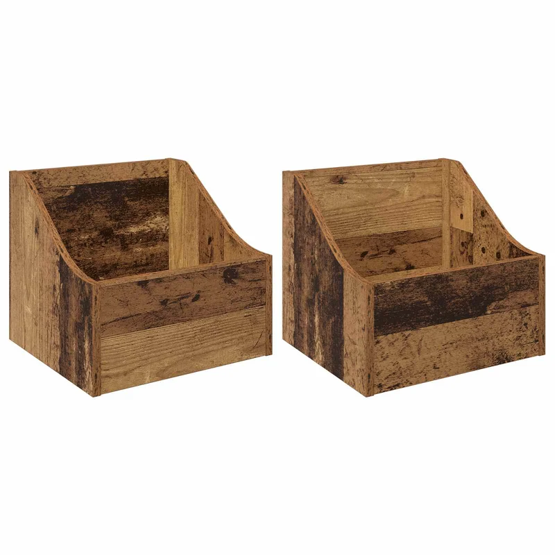 Caixa de Discos LP 2 unid. Madeira antiga 37 x 33 x 32 cm