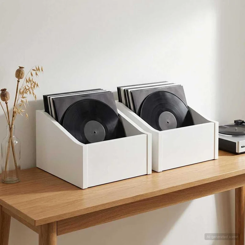 Caixa de Discos LP 2 unid. Branco 23 x 33 x 16 cm