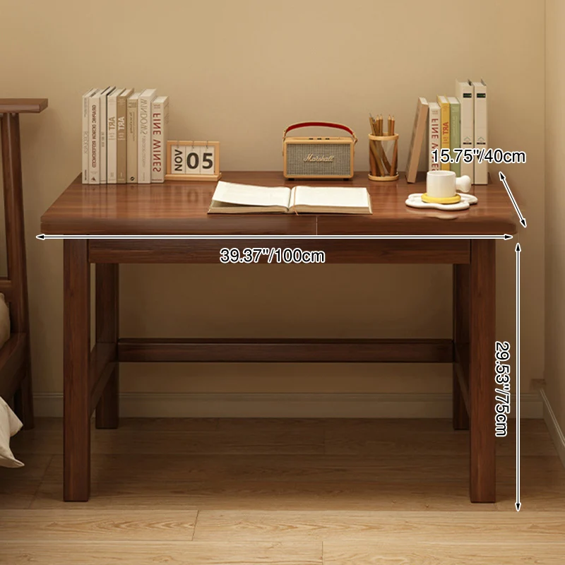 Modern Minimalist Rectangular Pine Wood Desk 1-Tier For Home Office