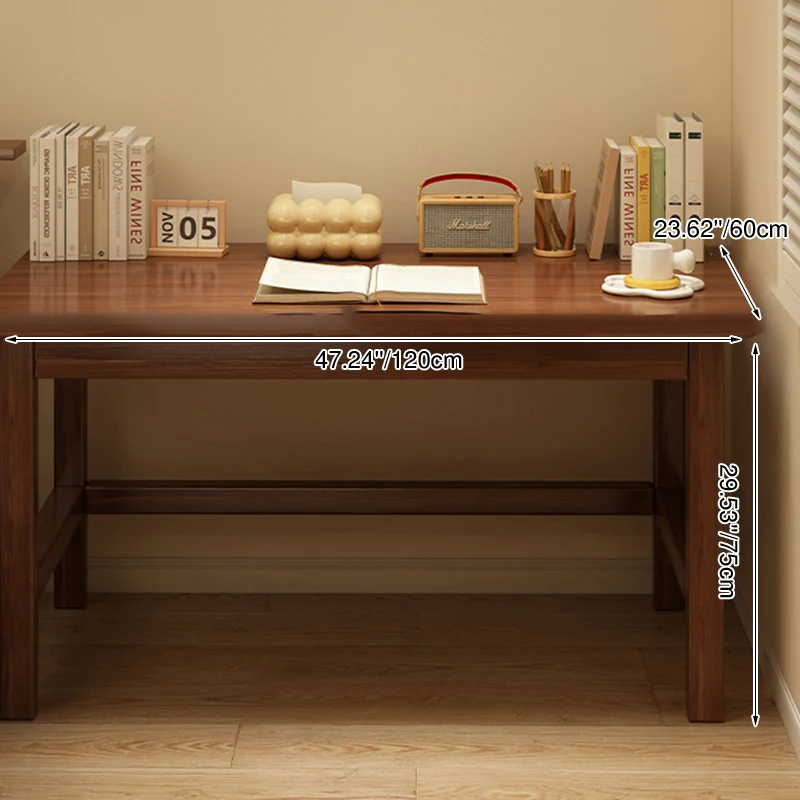 Modern Minimalist Rectangular Pine Wood Desk 1-Tier For Home Office