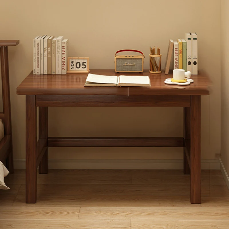 Modern Minimalist Rectangular Pine Wood Desk 1-Tier For Home Office