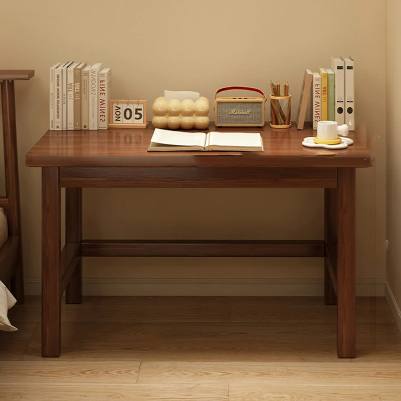 Modern Minimalist Rectangular Pine Wood Desk 1-Tier For Home Office
