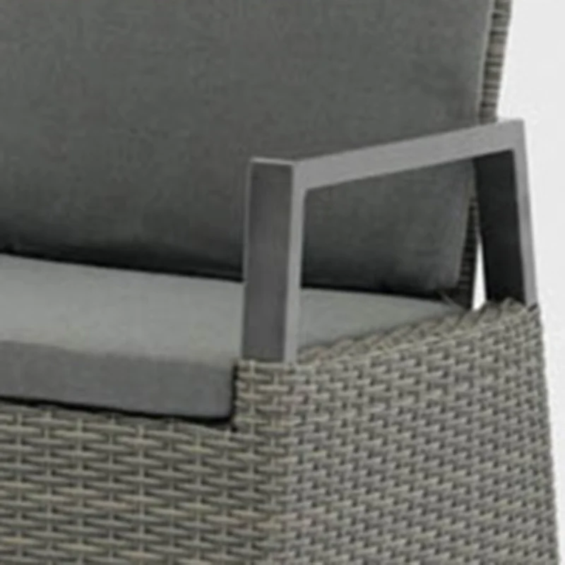 Modern Minimalist Rectangular Cushion Polyethylene Rattan Aluminum Polyester Fabric Sponge Outdoor Chair Backrest Armrest For Garden