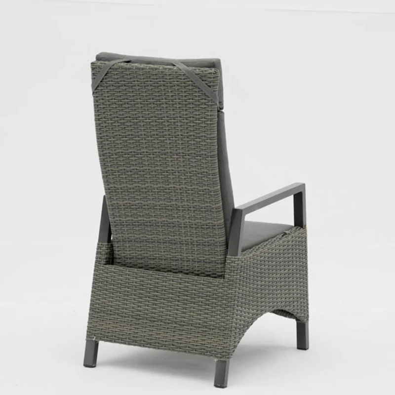 Modern Minimalist Rectangular Cushion Polyethylene Rattan Aluminum Polyester Fabric Sponge Outdoor Chair Backrest Armrest For Garden