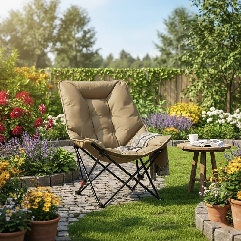 Modern Minimalist Curved Oxford Cloth Steel Cotton Outdoor Chair Backrest For Garden