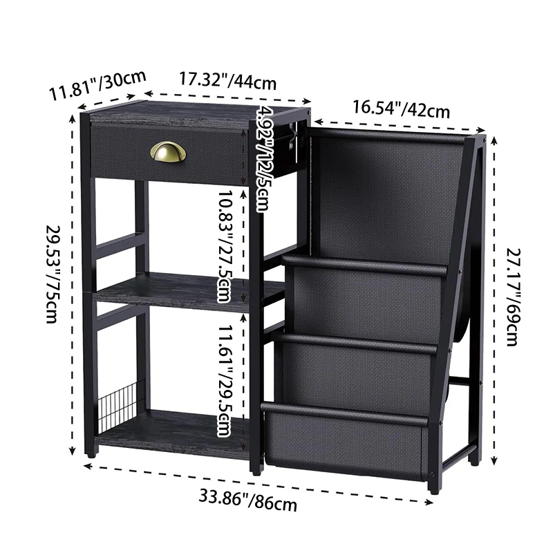Modern Minimalist Medium Density Fiberboard Iron Oxford Fabric Rectangular Storage Cabinet 3-Tier For Living Room