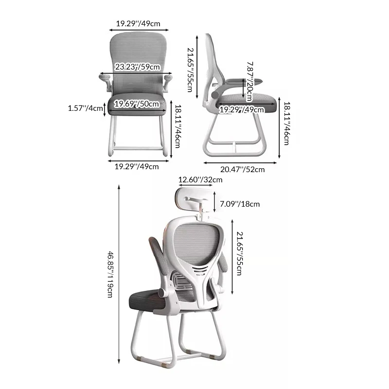 Modern Minimalist Ergonomic Design Metal PP Mesh Fabric Desk Chair With Backrest Adjustable Armrest For Home Office