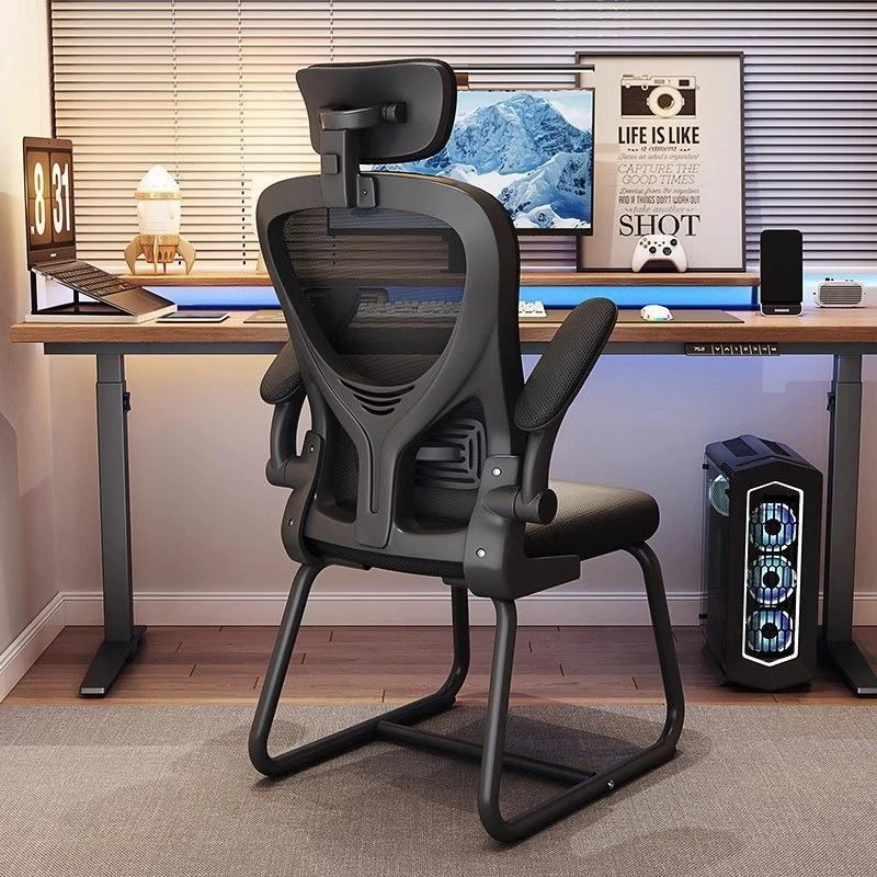 Modern Minimalist Ergonomic Design Metal PP Mesh Fabric Desk Chair With Backrest Adjustable Armrest For Home Office