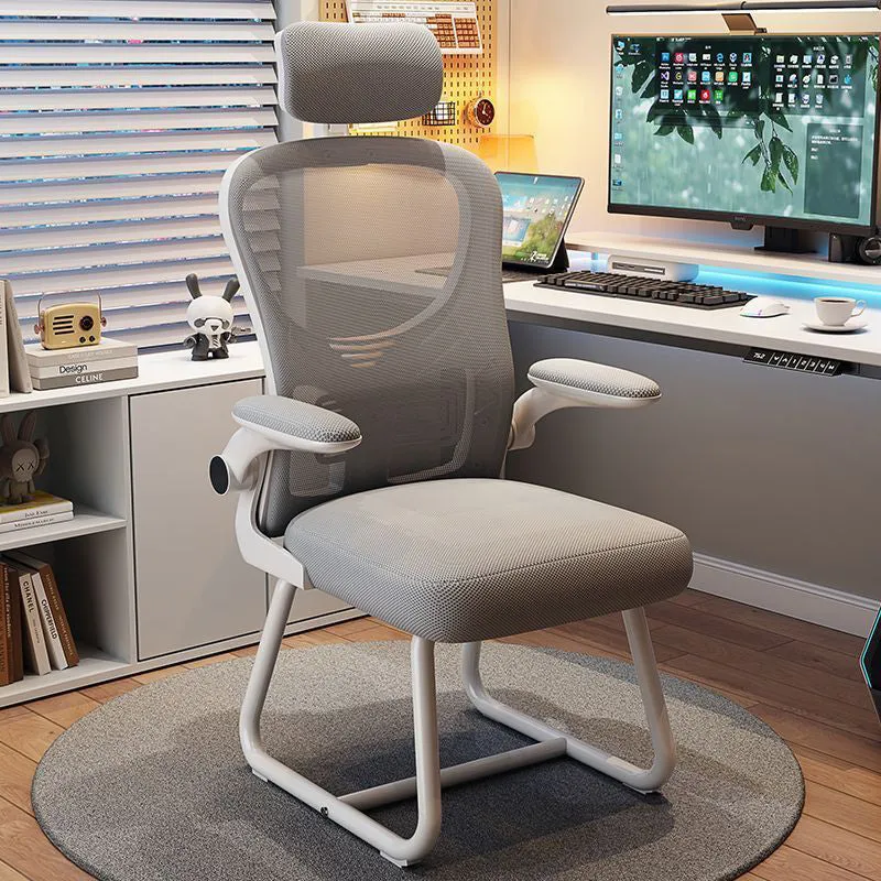 Modern Minimalist Ergonomic Design Metal PP Mesh Fabric Desk Chair With Backrest Adjustable Armrest For Home Office