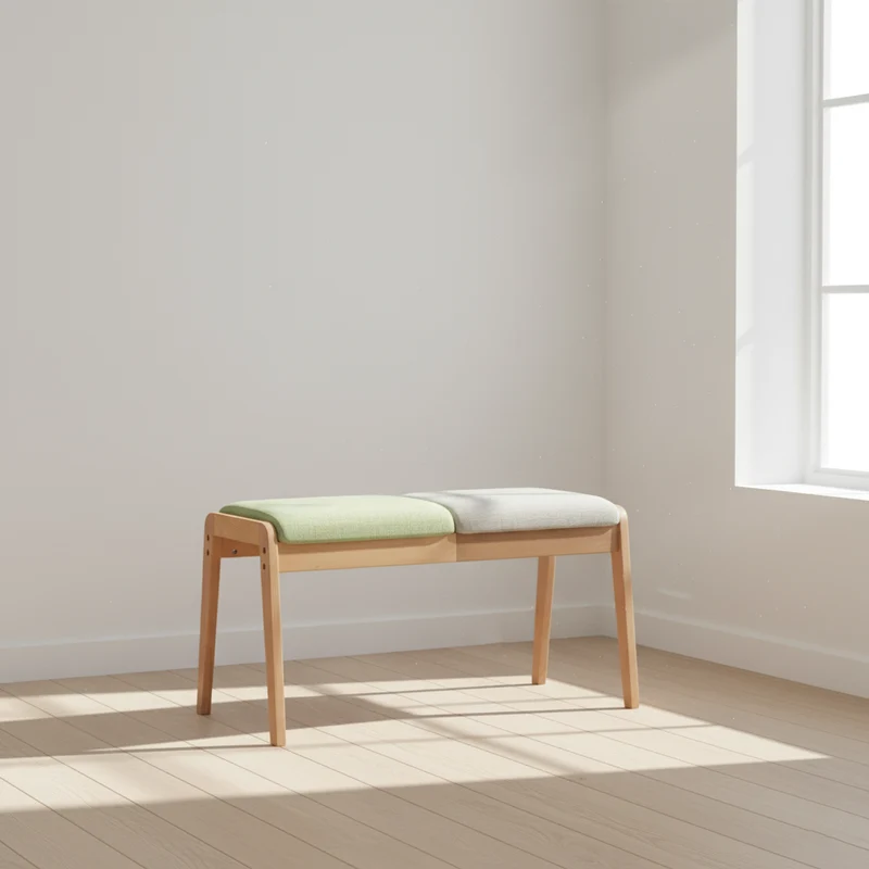 Modern Minimalist Rectangular Solid Wood Linen Bench Backless For Entryway