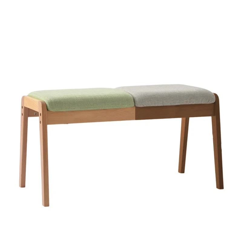 Modern Minimalist Rectangular Solid Wood Linen Bench Backless For Entryway