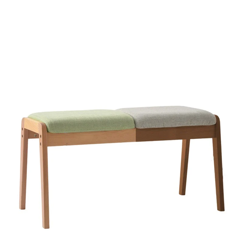 Modern Minimalist Rectangular Solid Wood Linen Bench Backless For Entryway