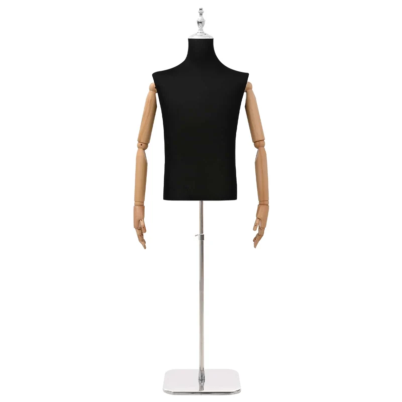 Mannequin Ajustável de 170-218 cm com Base Masculino PP Preto