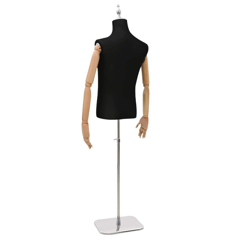 Mannequin Ajustável de 170-218 cm com Base Masculino PP Preto