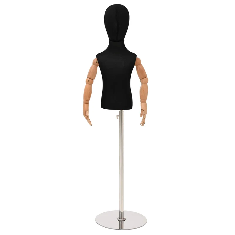Mannequin Ajustável de 120-157 cm com Base Unisexo PP Preto