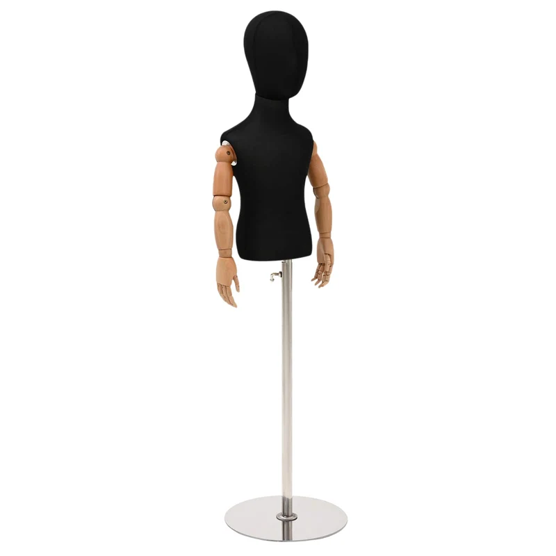 Mannequin Ajustável de 120-157 cm com Base Unisexo PP Preto