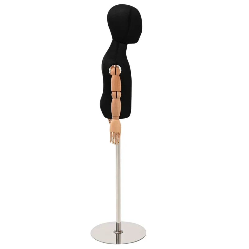 Mannequin Ajustável de 120-157 cm com Base Unisexo PP Preto