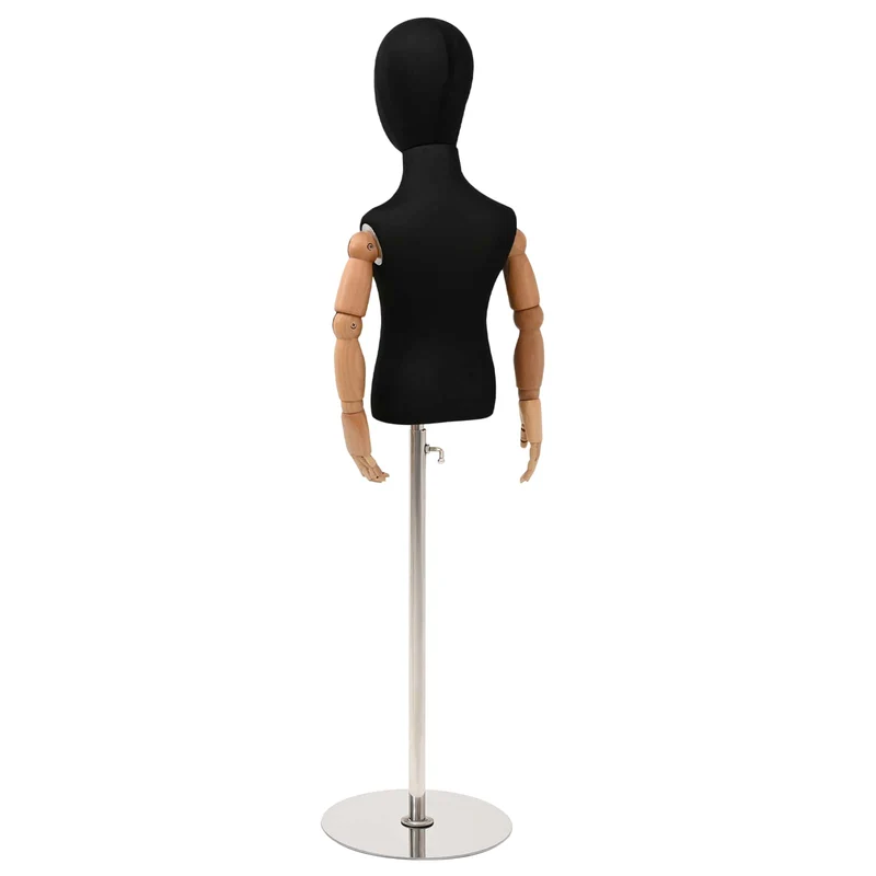 Mannequin Ajustável de 120-157 cm com Base Unisexo PP Preto