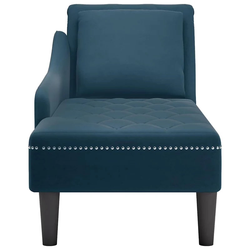 Chaise lounge c/ almofada/apoio de braços direito veludo azul