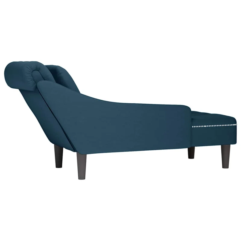 Chaise lounge c/ almofada/apoio de braços direito veludo azul