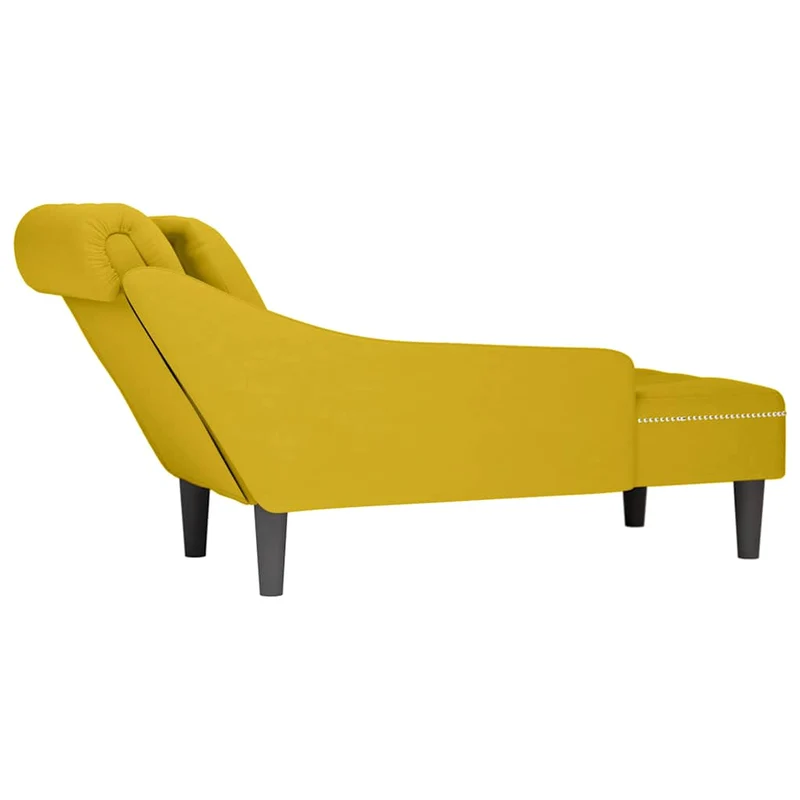 Chaise lounge c/almofada/apoio de braços direito veludo amarelo