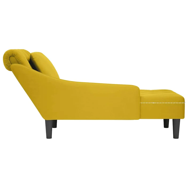 Chaise lounge c/almofada/apoio de braços direito veludo amarelo
