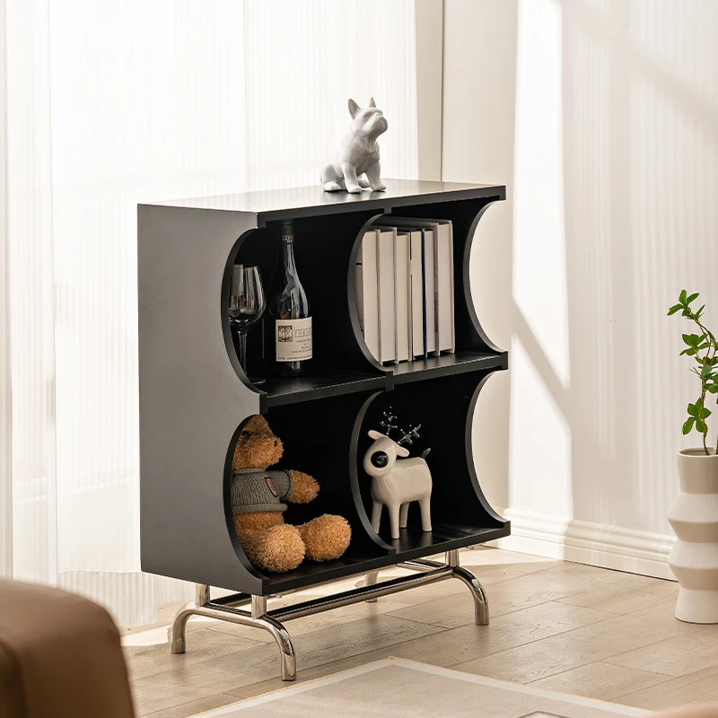 Contemporary Simplicity Rectangular MDF Stainless Steel Multi-functional Storage Unit 1/2-Tier Storage Cabinet For Living Room
