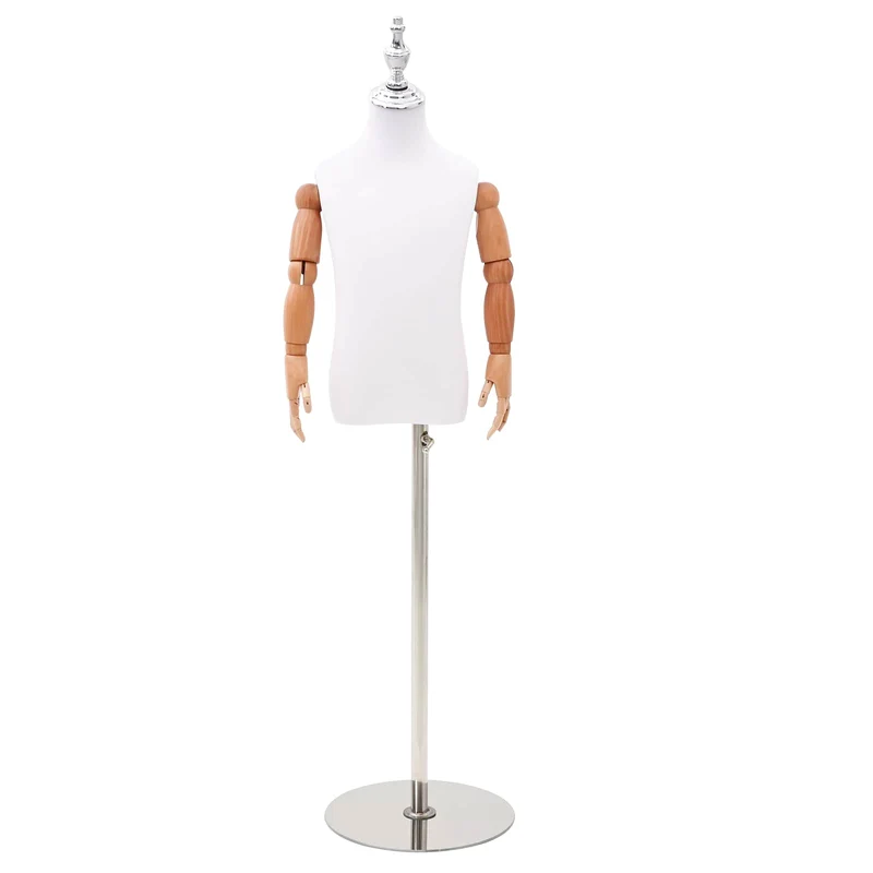 Mannequin Ajustável de 120-150 cm com Base Unisexo PP Branco