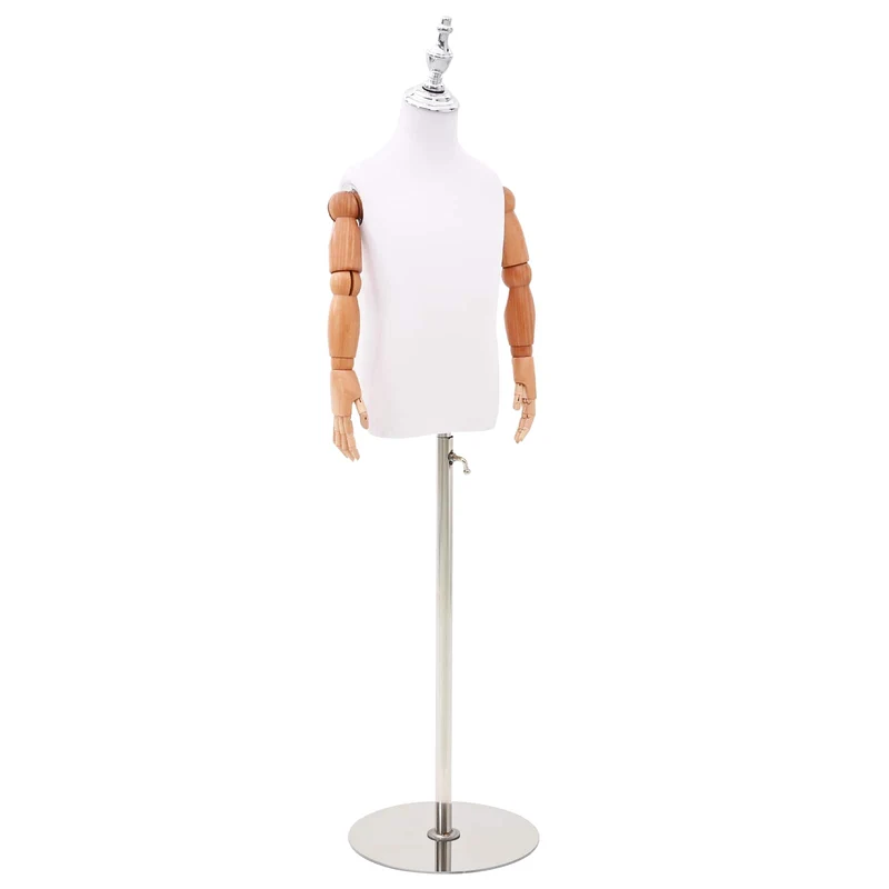 Mannequin Ajustável de 120-150 cm com Base Unisexo PP Branco