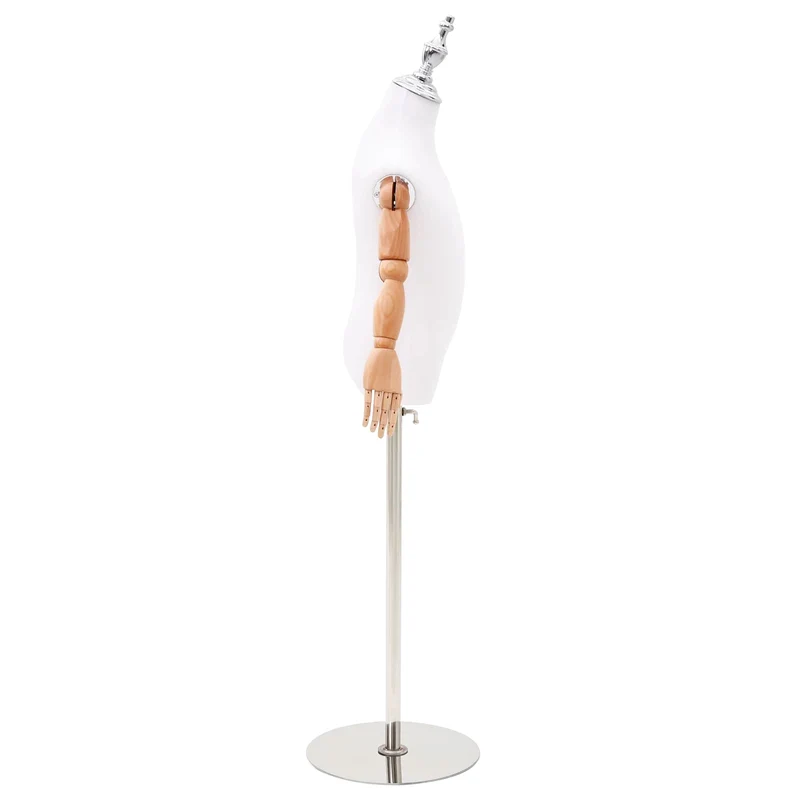 Mannequin Ajustável de 120-150 cm com Base Unisexo PP Branco