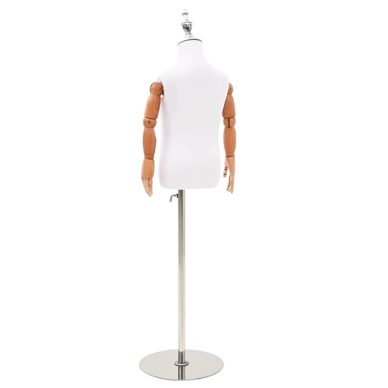 Mannequin Ajustável de 120-150 cm com Base Unisexo PP Branco