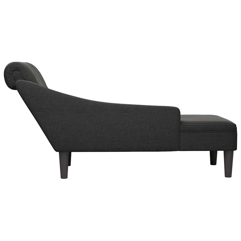 Chaise lounge c/ almofada/apoio de braços direito tecido preto