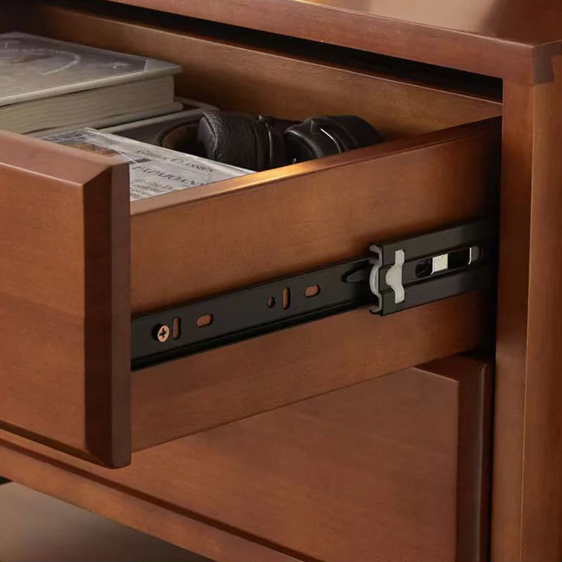 Contemporary Retro Square Solid Wood Stainless Steel Storage Cabinet 6-Drawer For Living Room