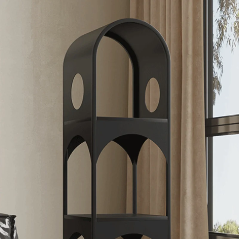 Contemporary Nordic Iron Openwork Design Corner Display Rack for Living Room Bedroom and Office Storage