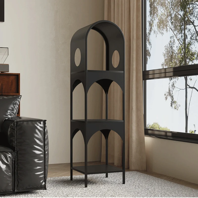 Contemporary Nordic Iron Openwork Design Corner Display Rack for Living Room Bedroom and Office Storage