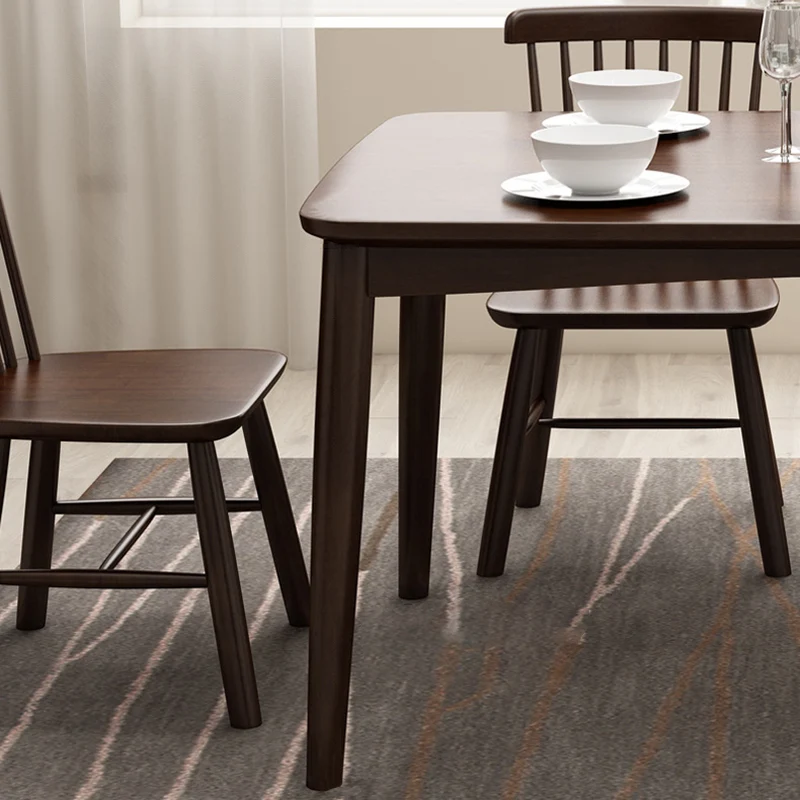 Contemporary Nordic Solid Wood Microfiber Leather Square Dining Table & Chair Set For 4/6 Seats