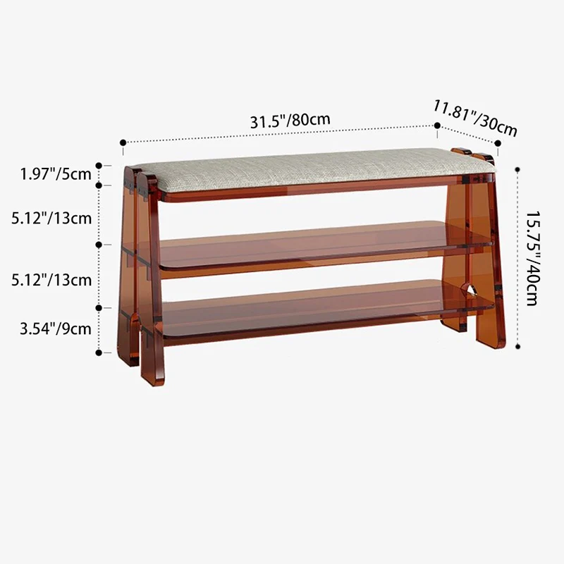 Modern Minimalist Acrylic & Cotton Linen Trapezoid Bench For Entryway, Bedroom & Living Room