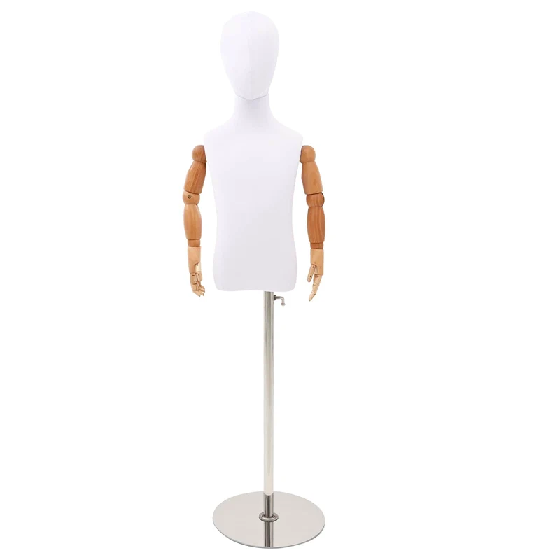Mannequin Ajustável de 120-150 cm com Base Unisexo PP Branco