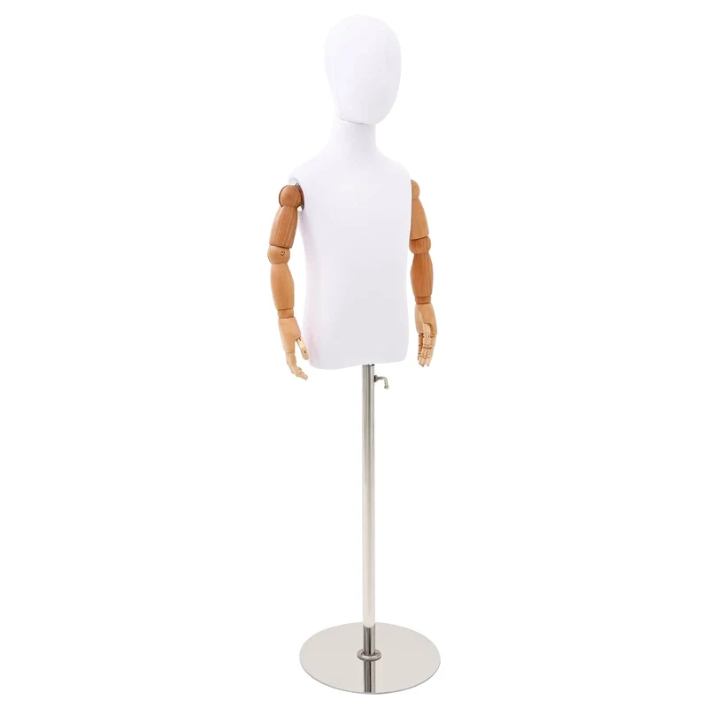 Mannequin Ajustável de 120-150 cm com Base Unisexo PP Branco