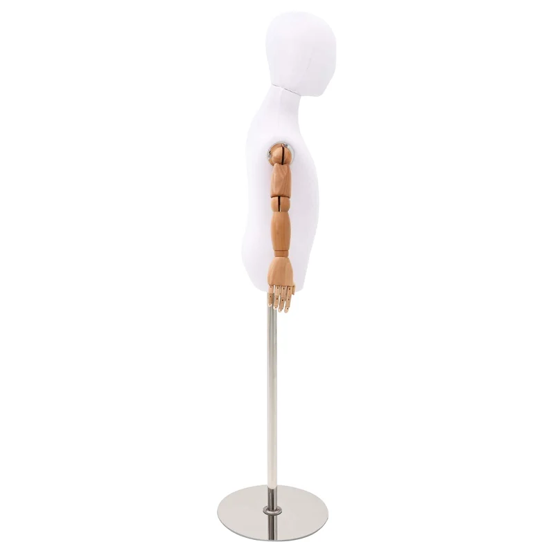 Mannequin Ajustável de 120-150 cm com Base Unisexo PP Branco