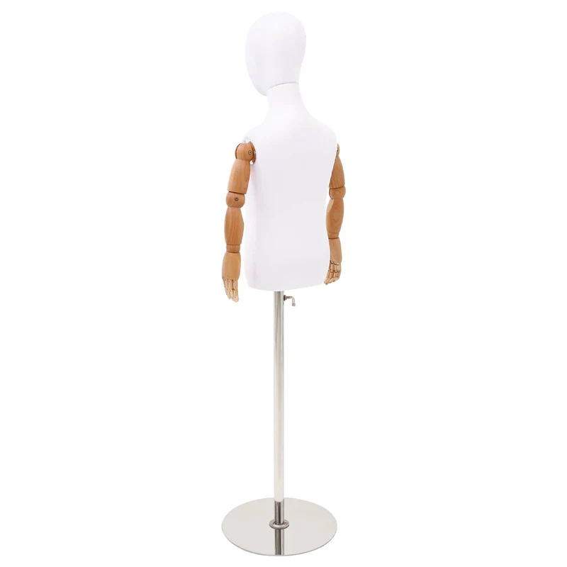 Mannequin Ajustável de 120-150 cm com Base Unisexo PP Branco